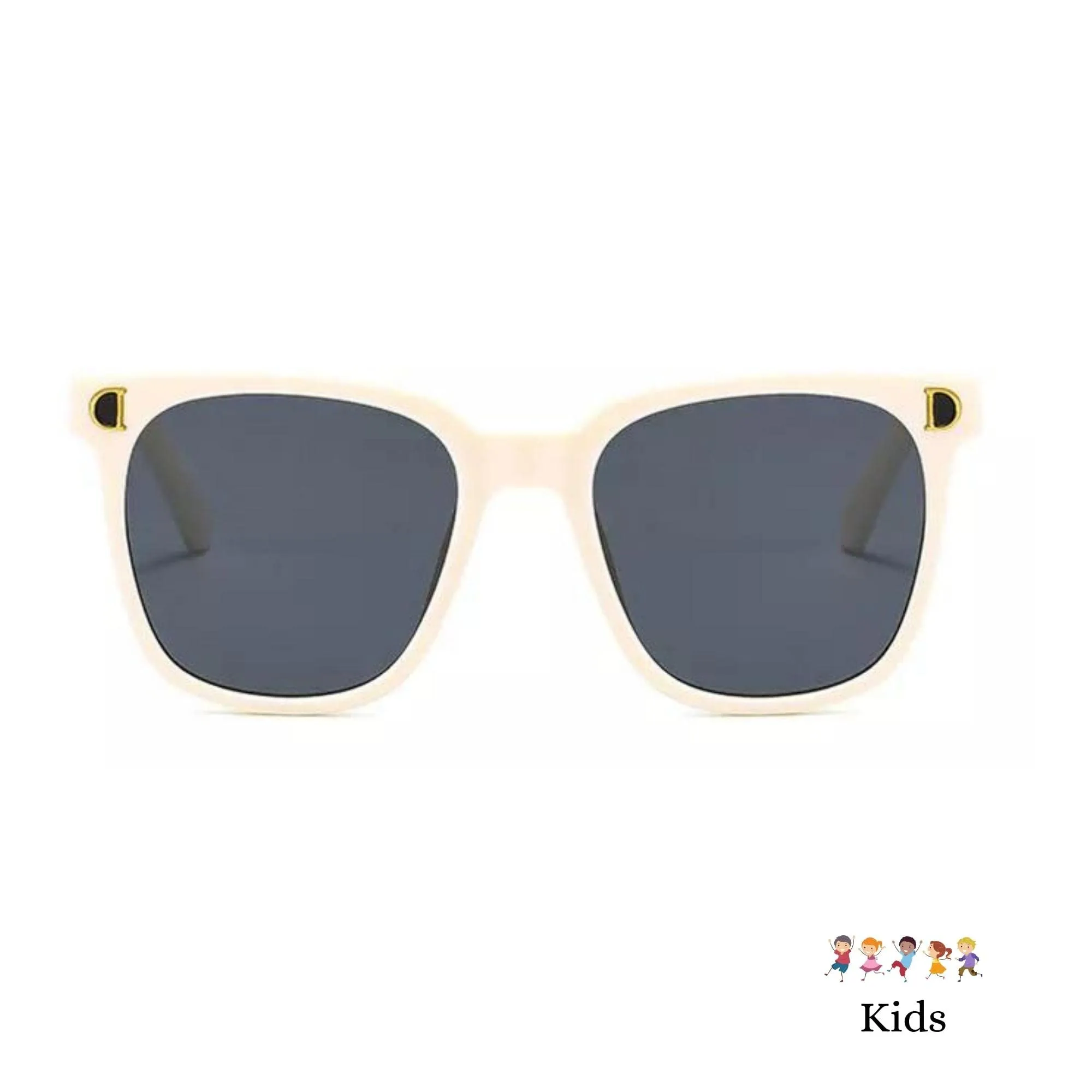 4Flaunt UV Protected Square Wayfarer Sunglasses For Kids | Age : 5-12 Years (C3 - Beige)