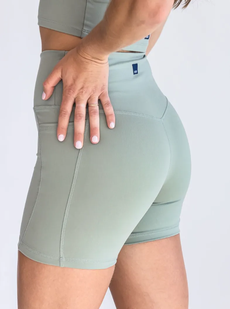 5'' Biker Short with Pockets - Dusty Sage