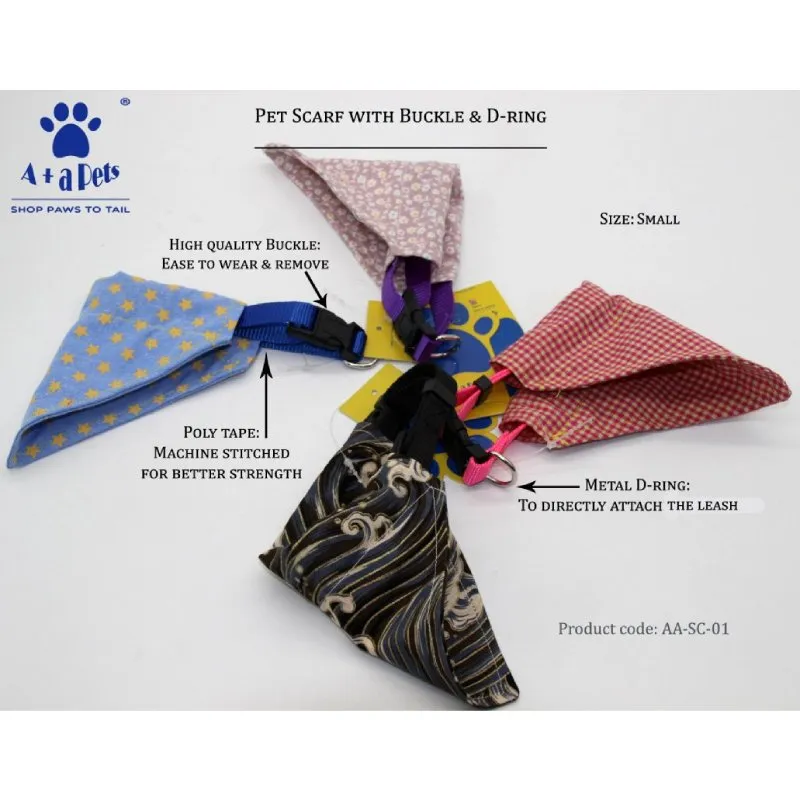 A a Pets' 2in1 Scarf Collar for Cats and Dogs in Gingham Design