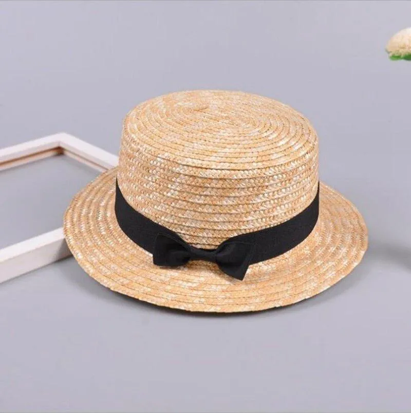 Adorable Kids' Large Brim Straw Sun Hat with Bowknot