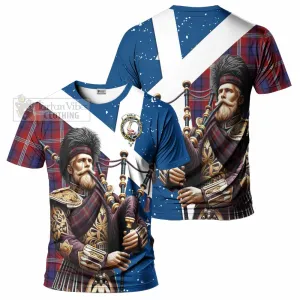 Ainslie Tartan T-Shirt with Family Crest Scottish Bagpiper Vibes