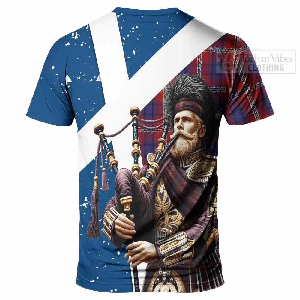 Ainslie Tartan T-Shirt with Family Crest Scottish Bagpiper Vibes