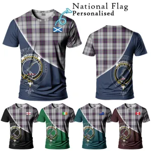 Alexander of Menstry Dress Tartan T-Shirt with Personalised National Flag and Family Crest Half Style