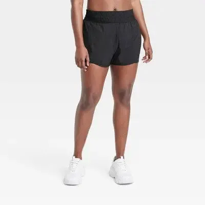 All in Motion Women's Translucent Tulip Shorts 3.5" Moisture-Wicking Nylon Quick-Dry Black S