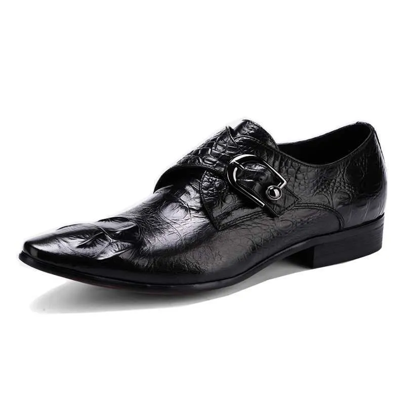 AlliLuxe Pointed Toe Lace Up Brogue Dress Shoes