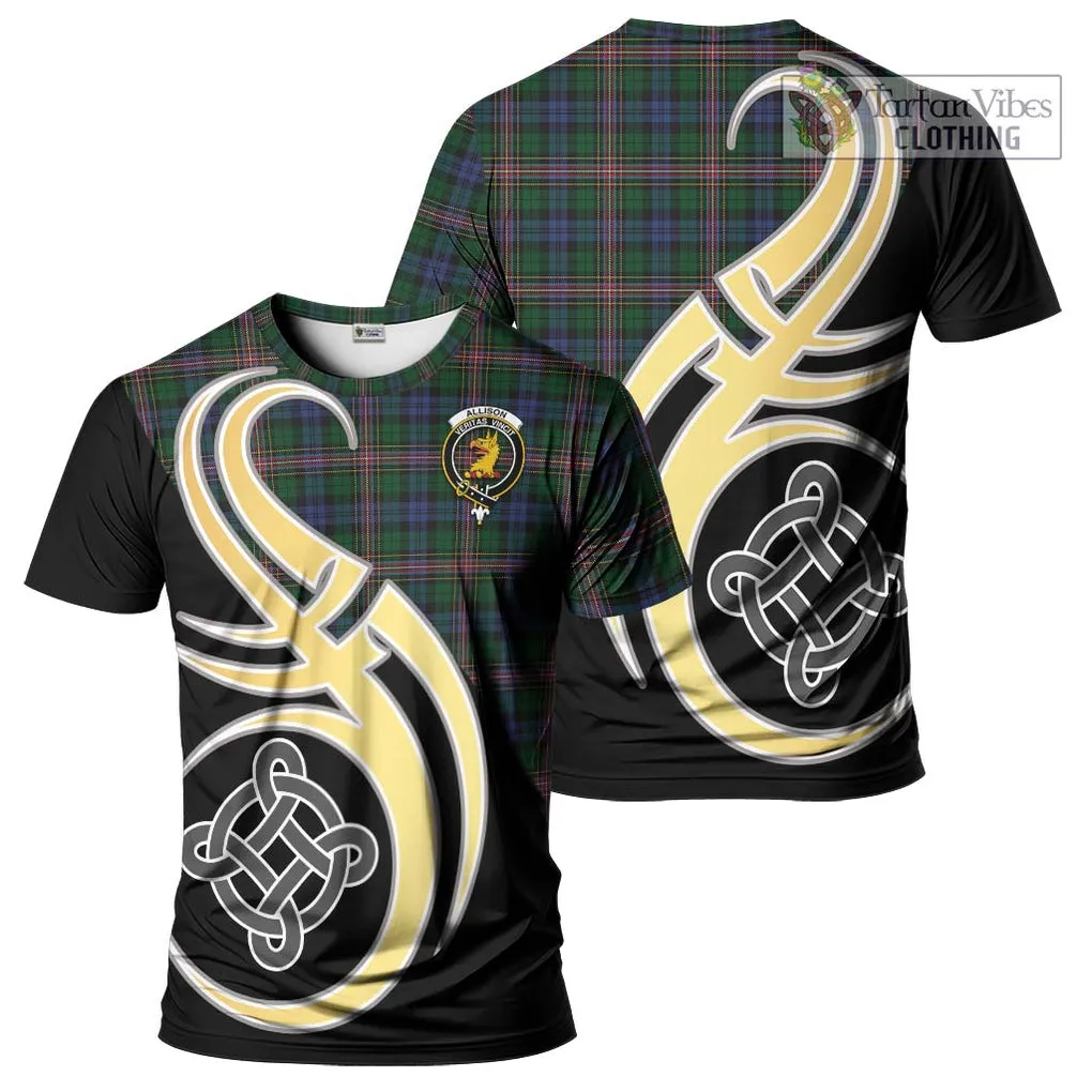 Allison Tartan T-Shirt with Family Crest and Celtic Symbol Style