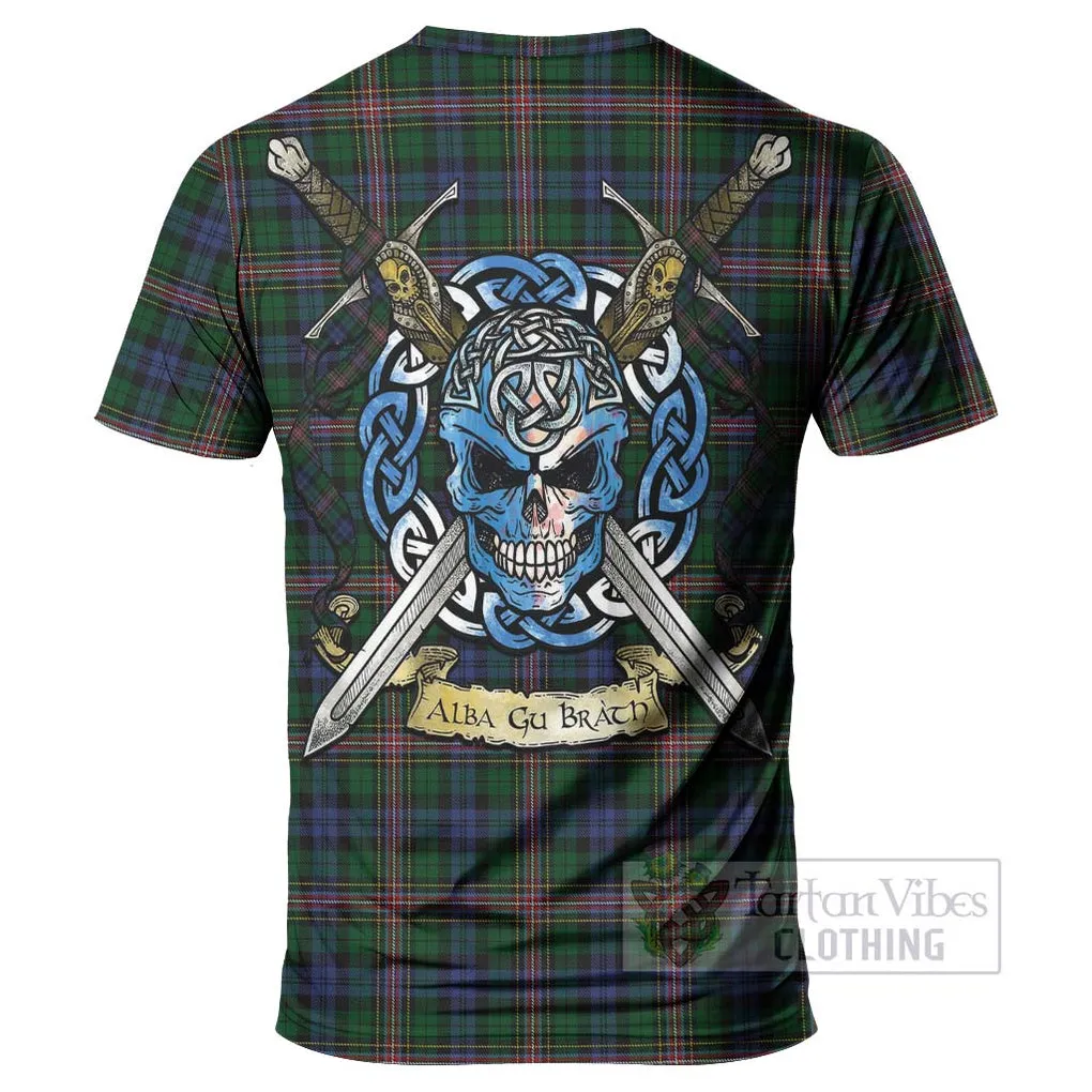 Allison Tartan T-Shirt with Family Crest Celtic Skull Style