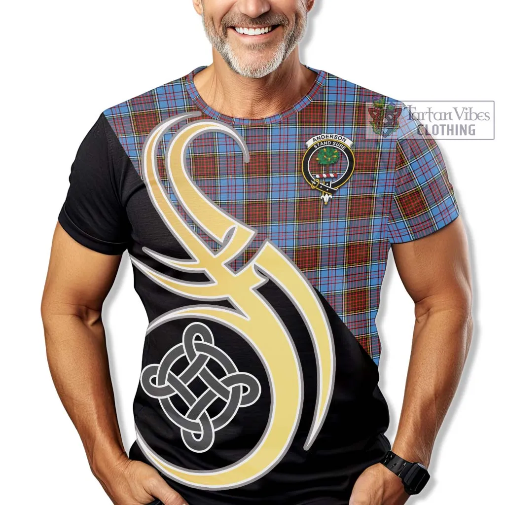 Anderson Modern Tartan T-Shirt with Family Crest and Celtic Symbol Style