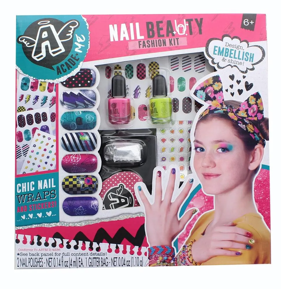 Angel Acade Girls Hair Beauty Assortment Nail Beauty Fashion Kit & Feather and Hair Accessory Kit