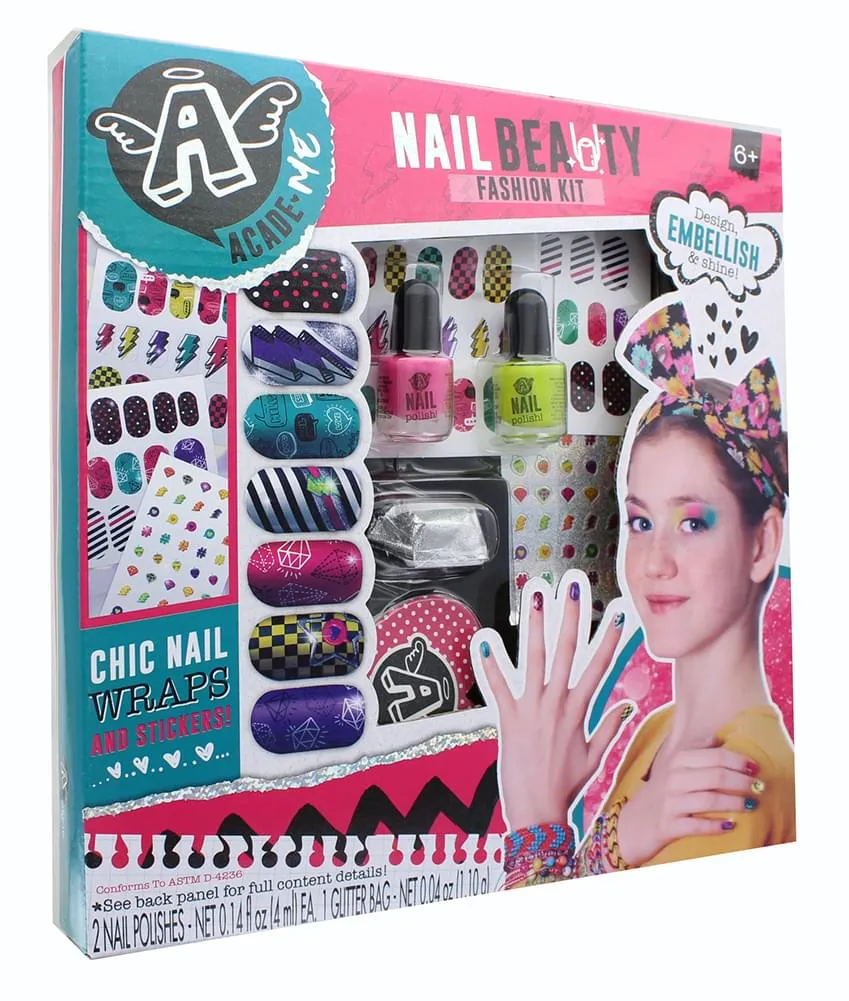 Angel Acade Girls Hair Beauty Assortment Nail Beauty Fashion Kit & Feather and Hair Accessory Kit