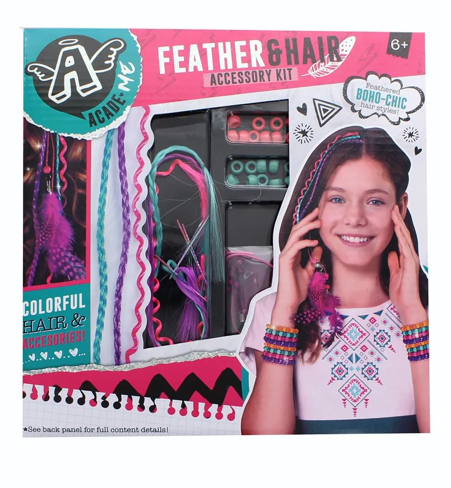 Angel Acade Girls Hair Beauty Assortment Nail Beauty Fashion Kit & Feather and Hair Accessory Kit