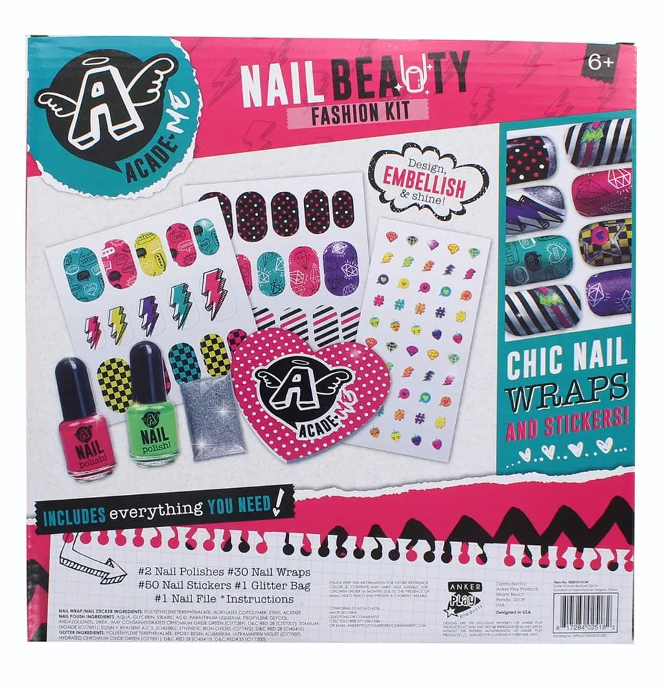 Angel Acade Girls Hair Beauty Assortment Nail Beauty Fashion Kit & Feather and Hair Accessory Kit