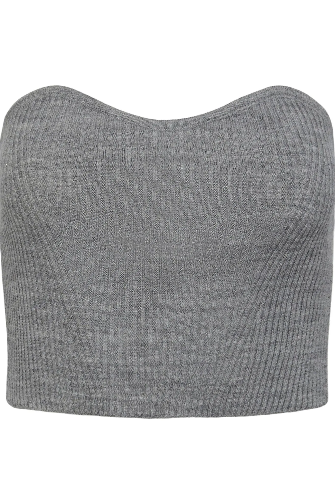 Angie Knit Tube Top - Light Grey Melange