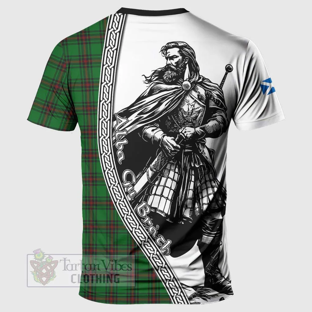 Anstruther Tartan Clan Crest T-Shirt with Highlander Warrior Celtic Style