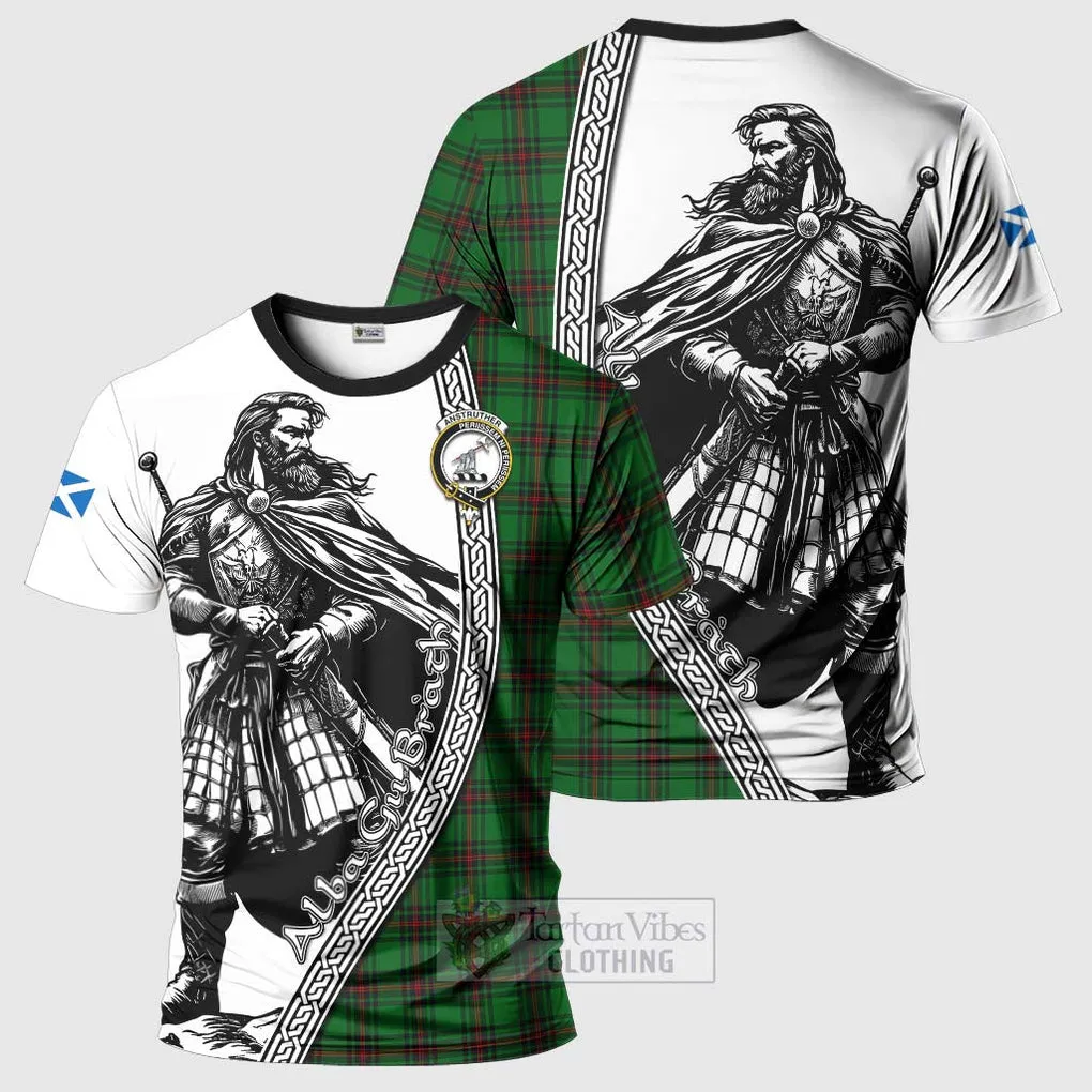 Anstruther Tartan Clan Crest T-Shirt with Highlander Warrior Celtic Style