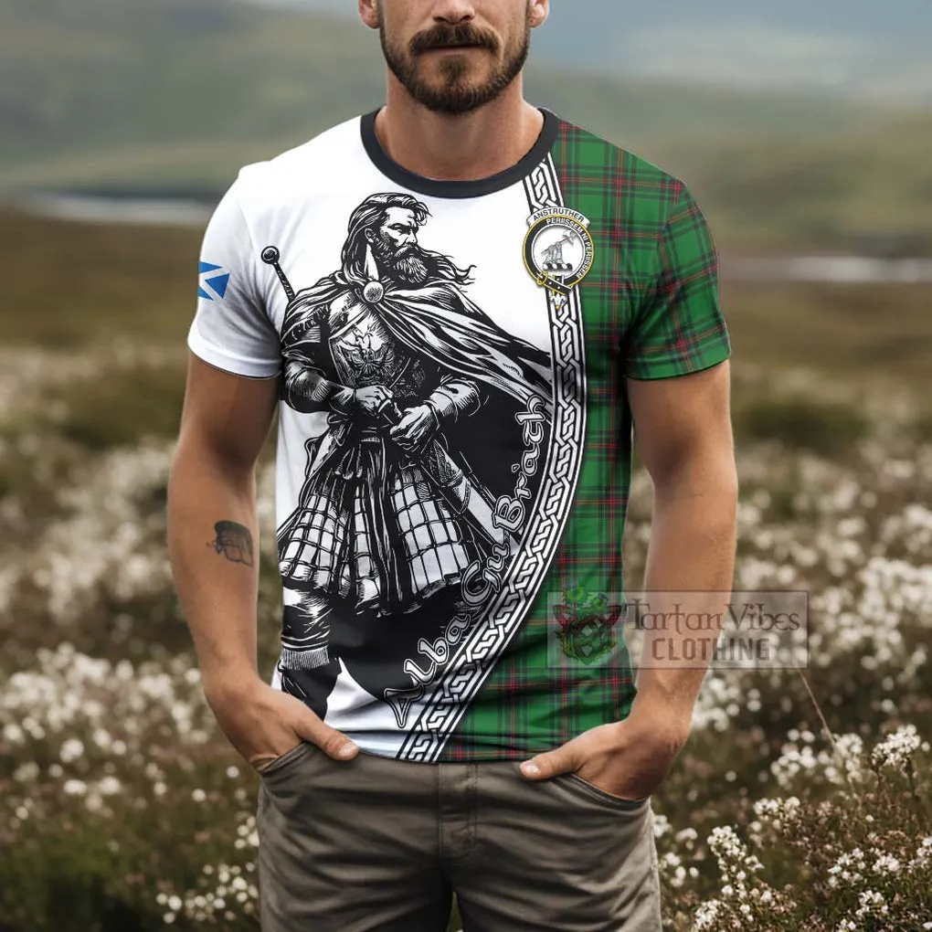 Anstruther Tartan Clan Crest T-Shirt with Highlander Warrior Celtic Style