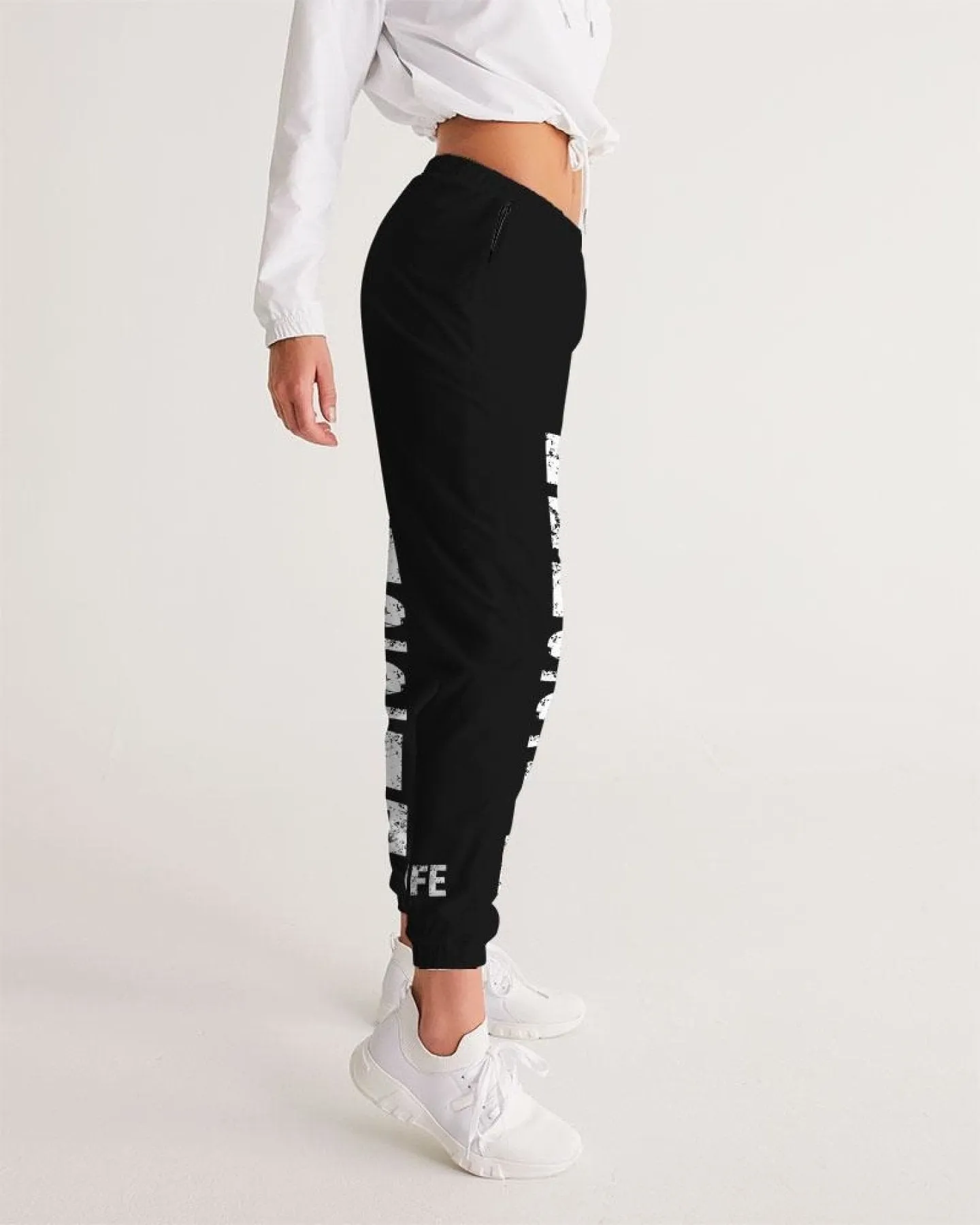 Athletic Pants, Blessed Graphic Text Black And White Track