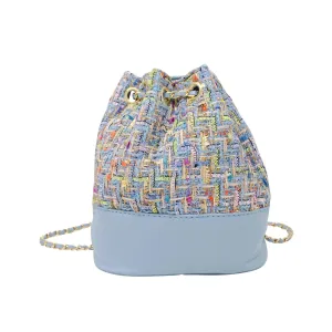 Backpack | Tweed Drawstring- Blue | Tiny Treats and Zomi Gems