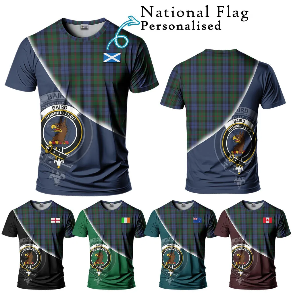 Baird Tartan T-Shirt with Personalised National Flag and Family Crest Half Style