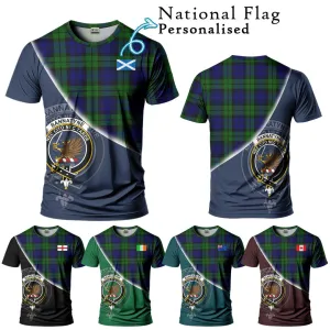 Bannatyne Tartan T-Shirt with Personalised National Flag and Family Crest Half Style