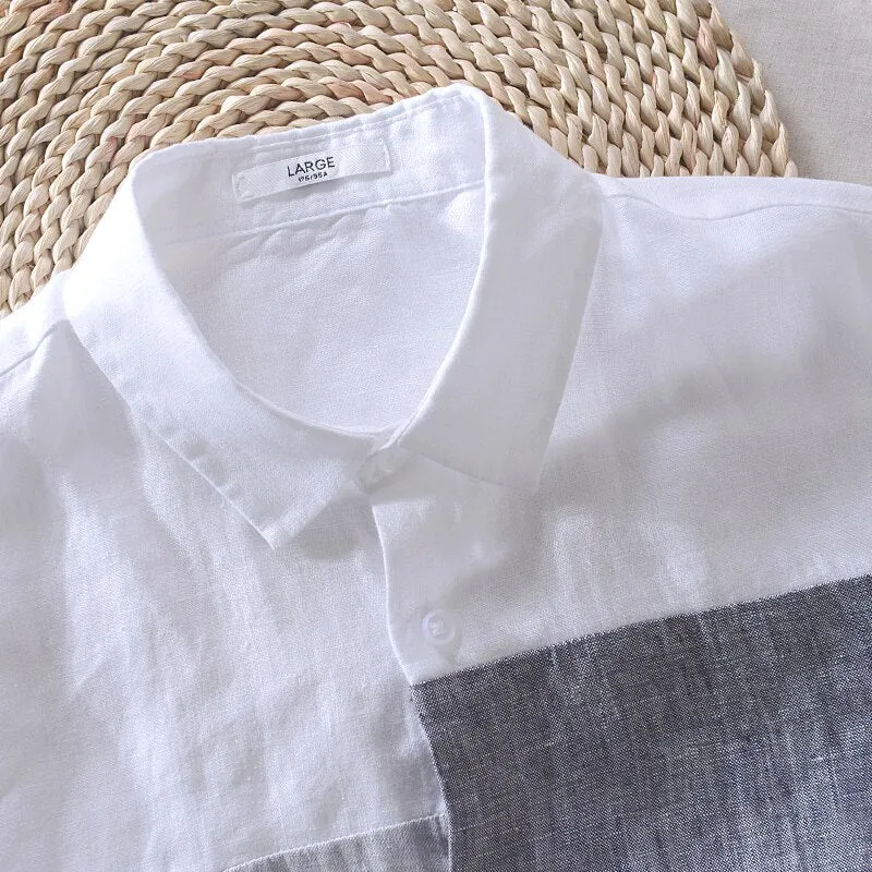 Beach Breeze Stripes 100% Linen Mens Shirt