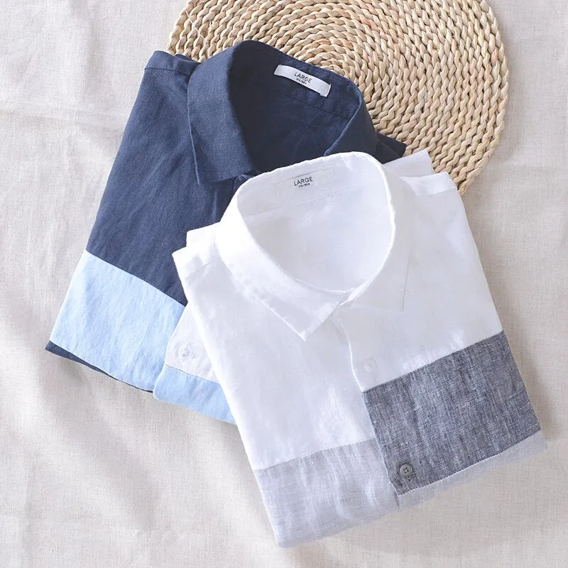 Beach Breeze Stripes 100% Linen Mens Shirt