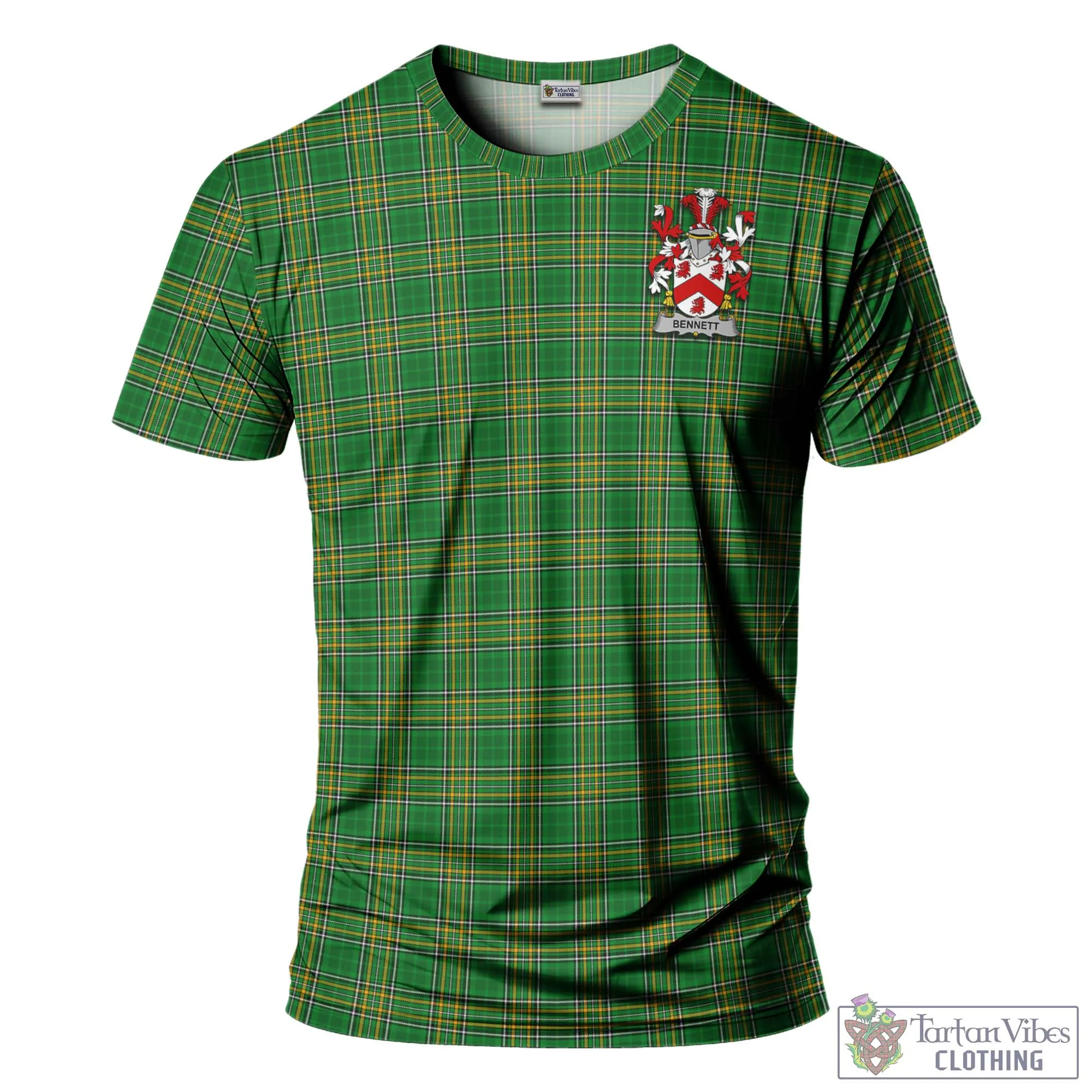 Bennett Irish Clan Tartan T-Shirt with Family Seal