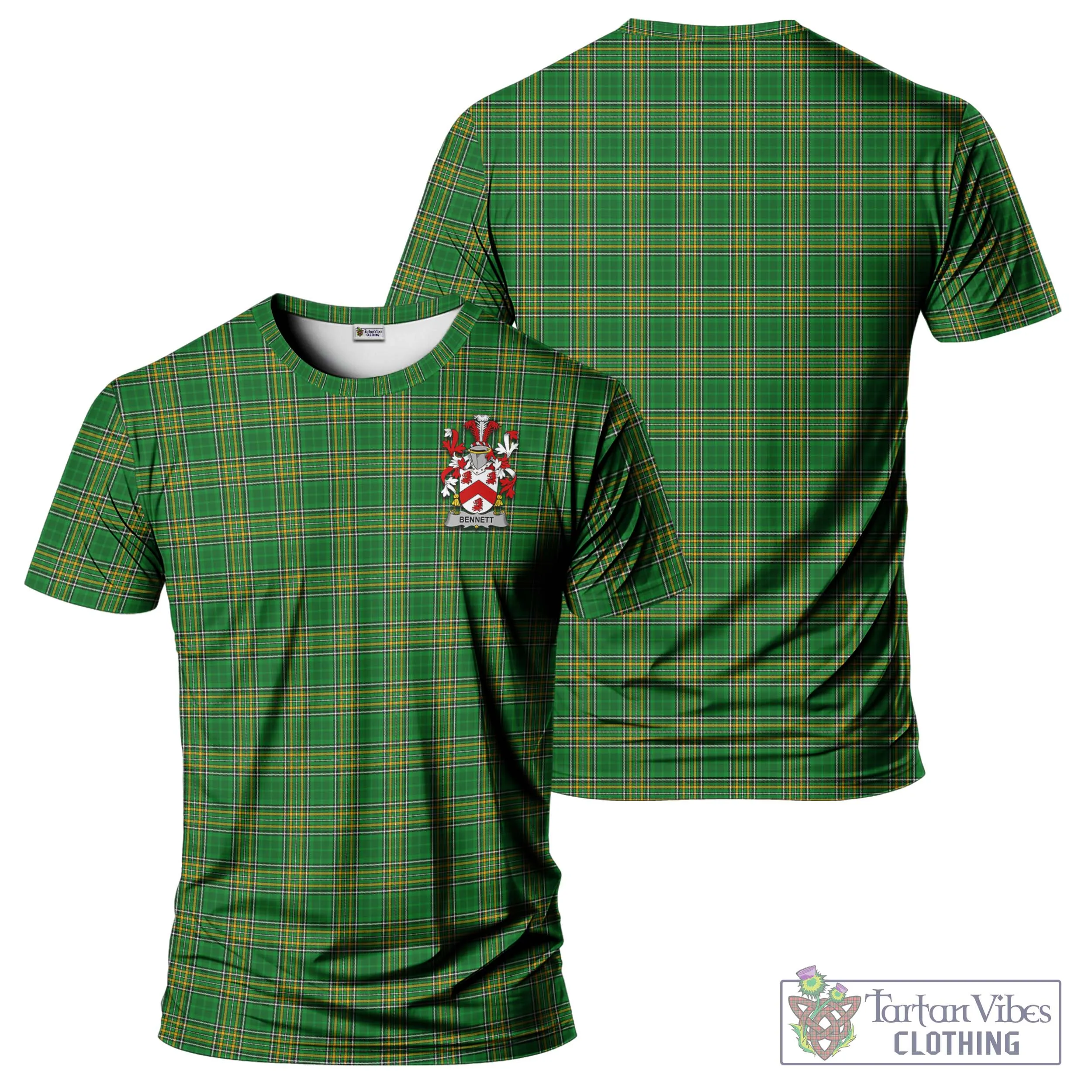 Bennett Irish Clan Tartan T-Shirt with Family Seal