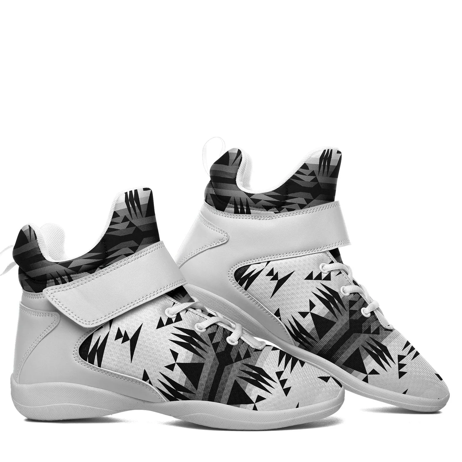 Between the Mountains White and Black Ipottaa Basketball / Sport High Top Shoes