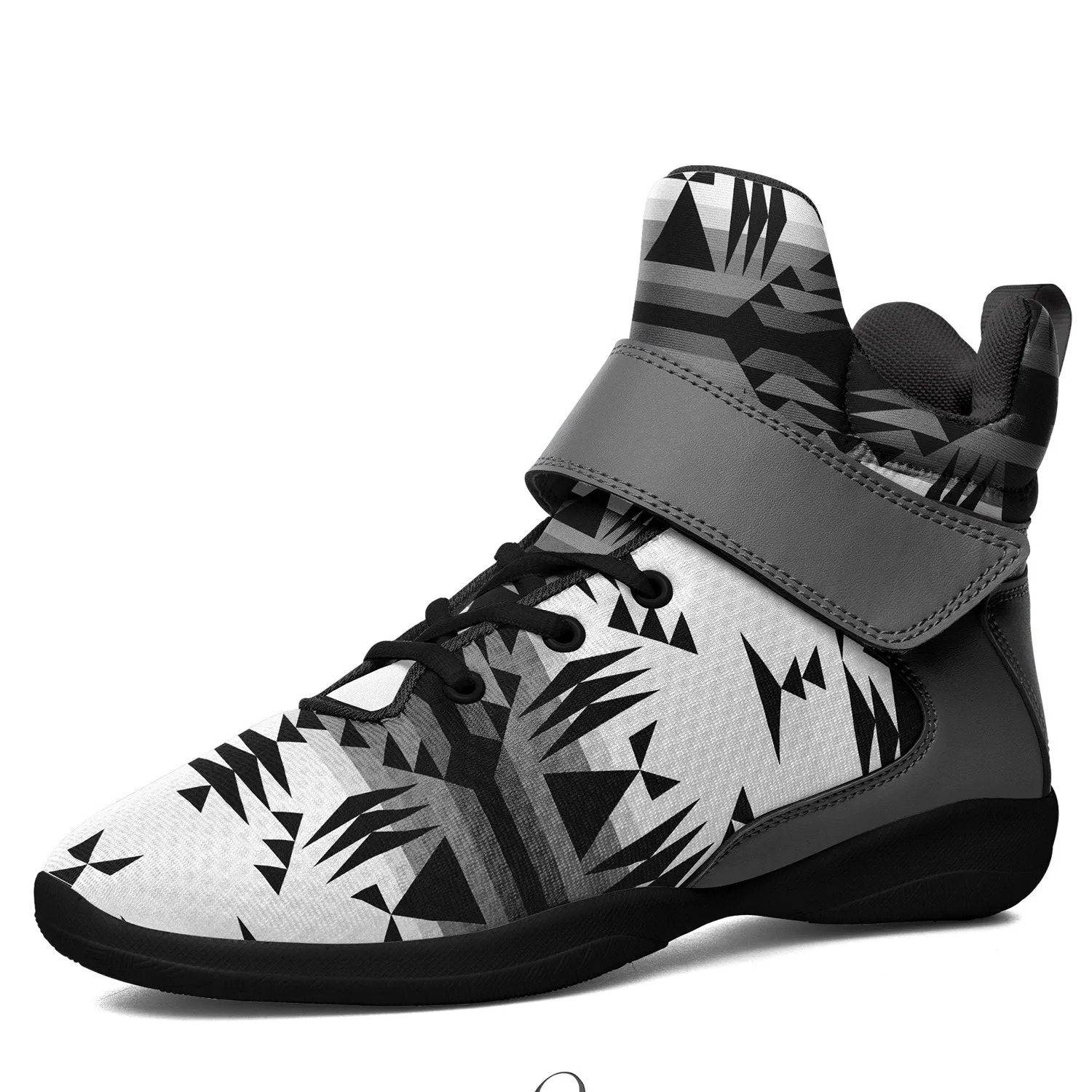 Between the Mountains White and Black Ipottaa Basketball / Sport High Top Shoes