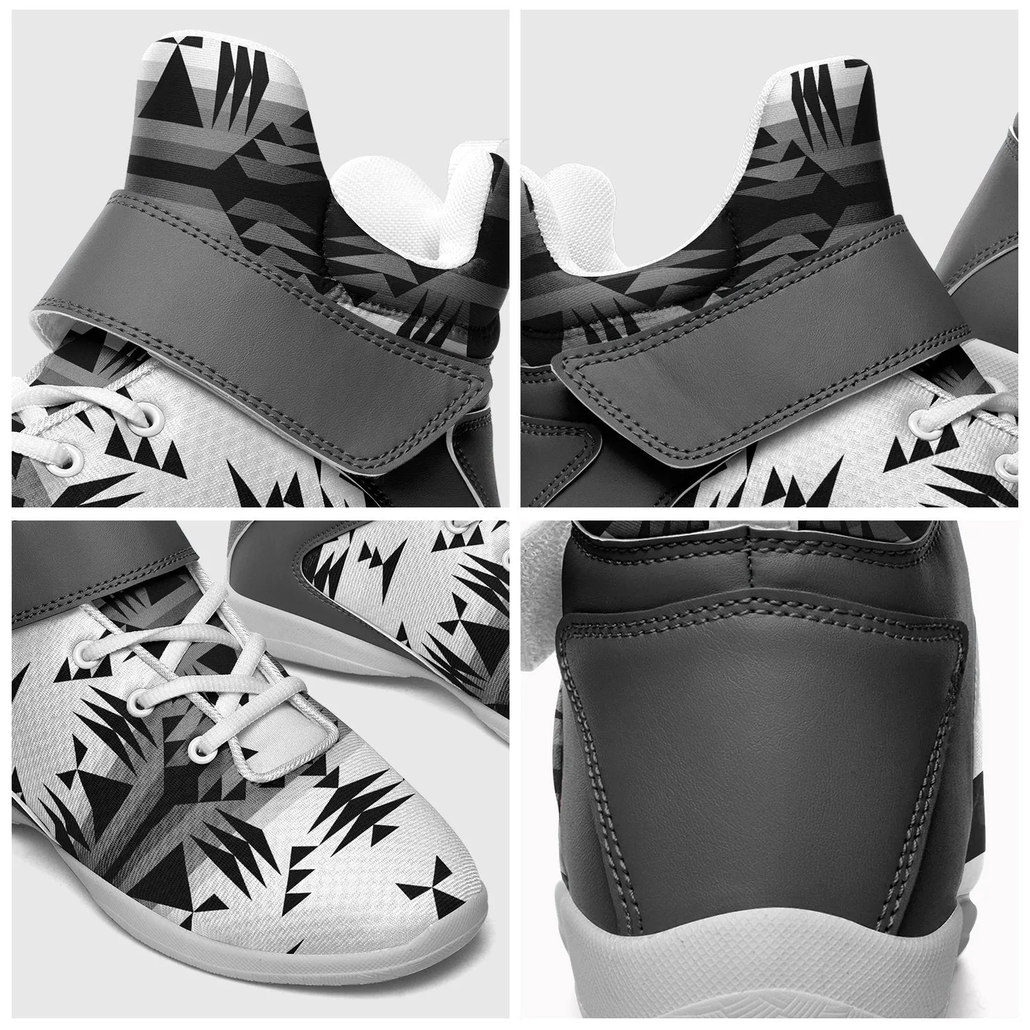 Between the Mountains White and Black Ipottaa Basketball / Sport High Top Shoes