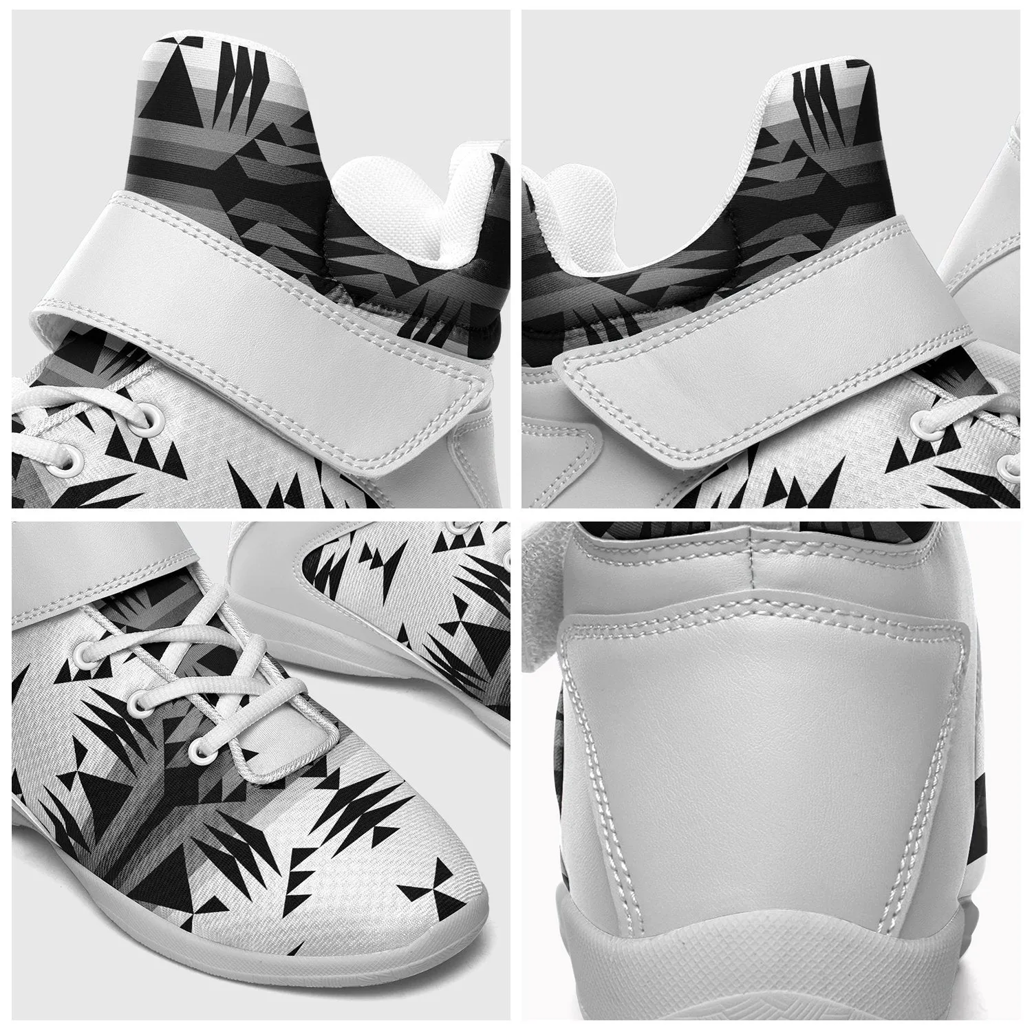 Between the Mountains White and Black Ipottaa Basketball / Sport High Top Shoes