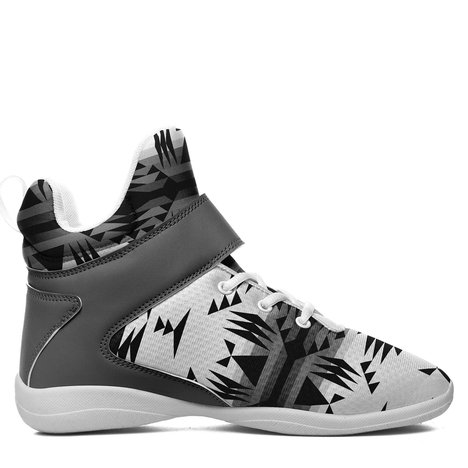 Between the Mountains White and Black Ipottaa Basketball / Sport High Top Shoes