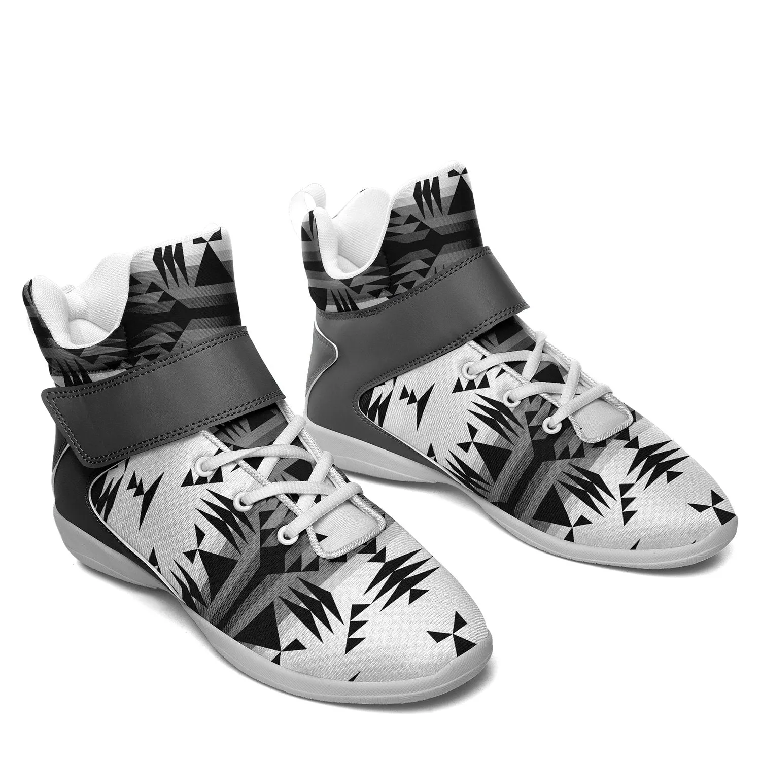 Between the Mountains White and Black Ipottaa Basketball / Sport High Top Shoes