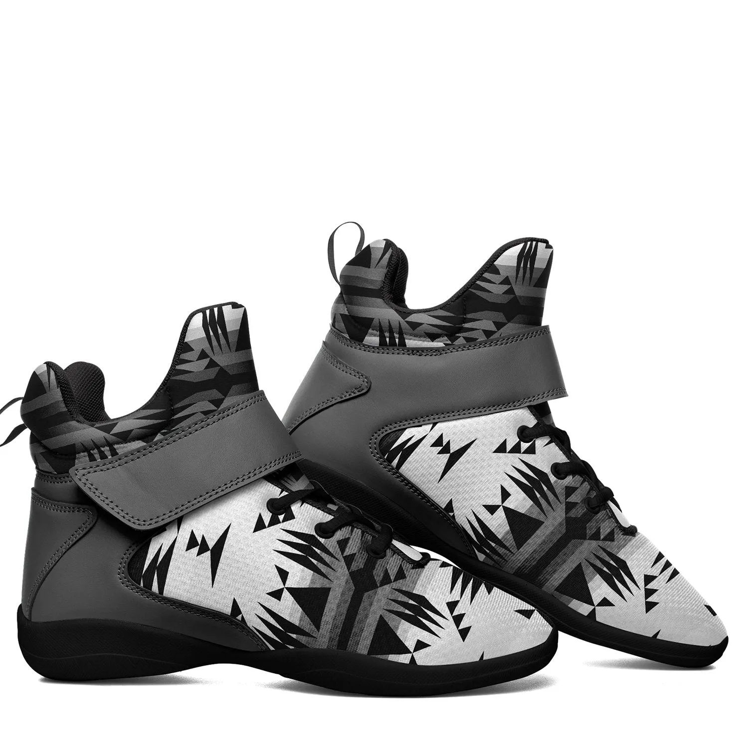 Between the Mountains White and Black Ipottaa Basketball / Sport High Top Shoes