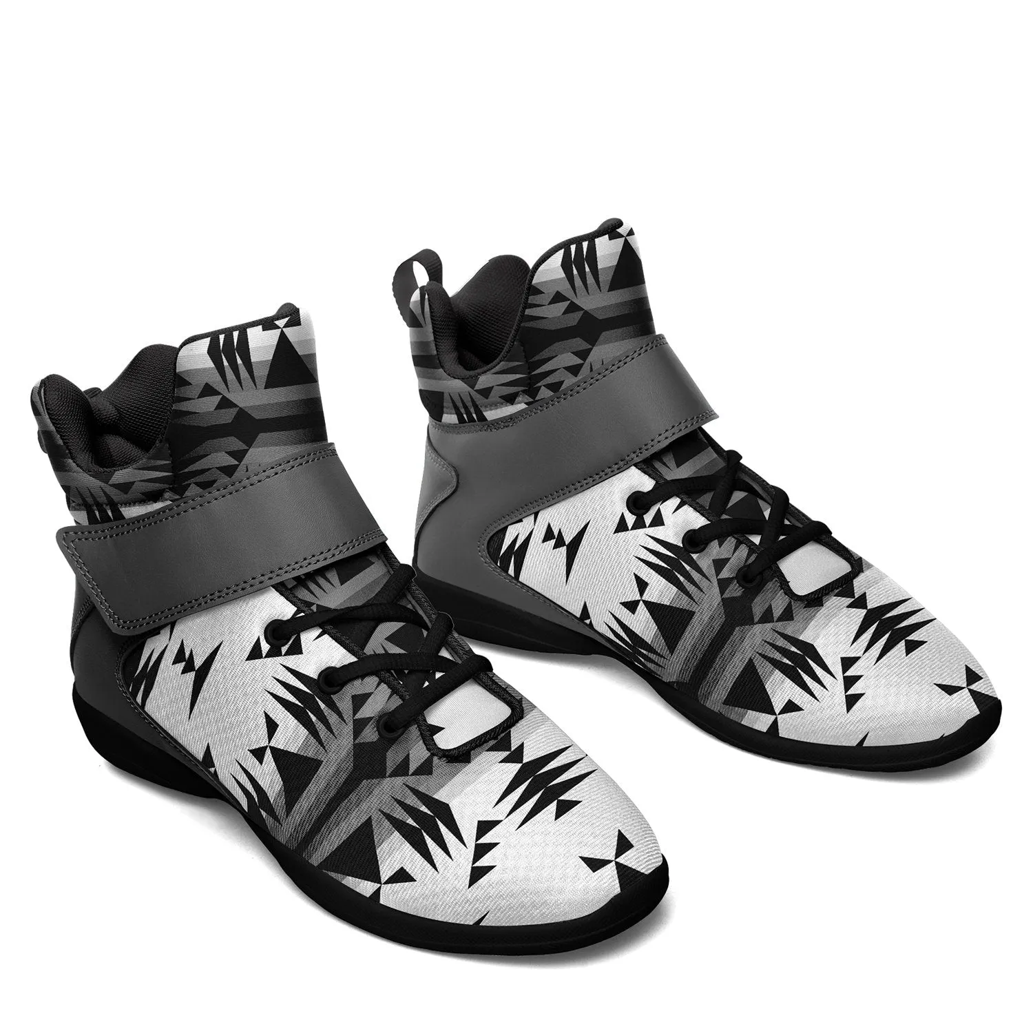 Between the Mountains White and Black Ipottaa Basketball / Sport High Top Shoes