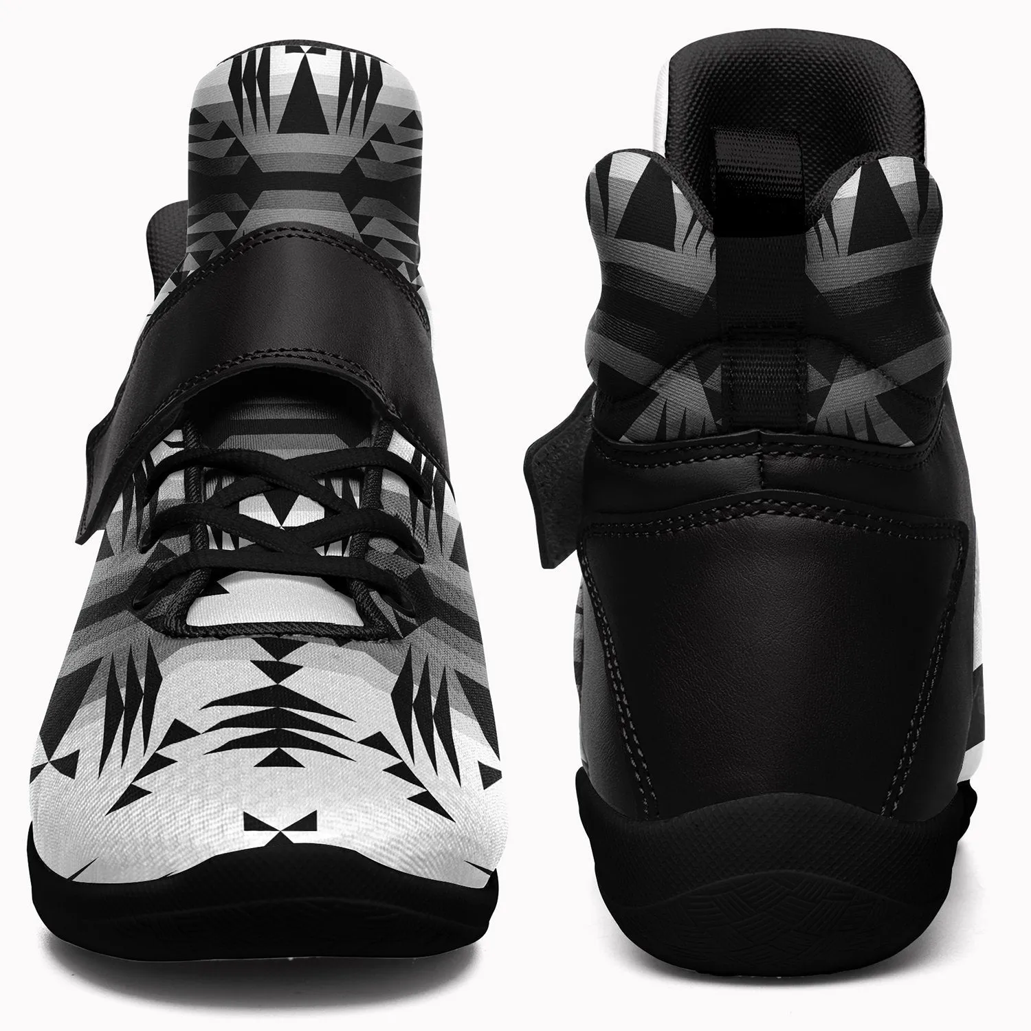 Between the Mountains White and Black Ipottaa Basketball / Sport High Top Shoes