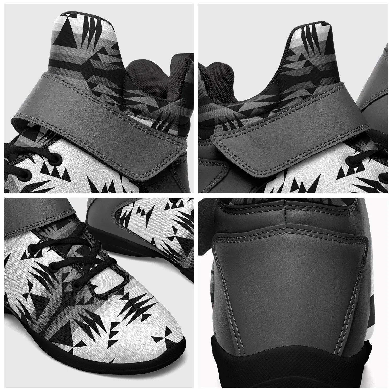 Between the Mountains White and Black Ipottaa Basketball / Sport High Top Shoes