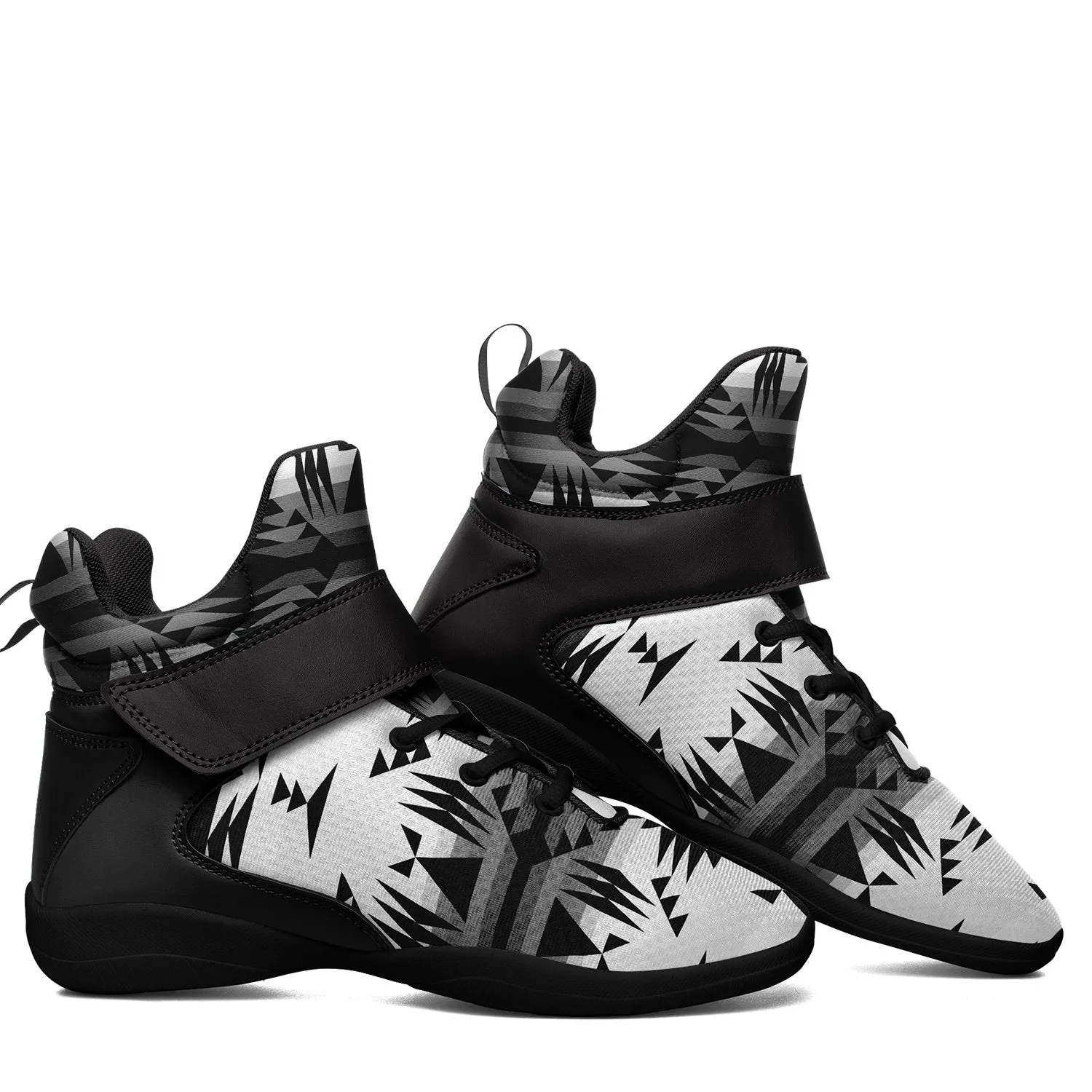 Between the Mountains White and Black Ipottaa Basketball / Sport High Top Shoes