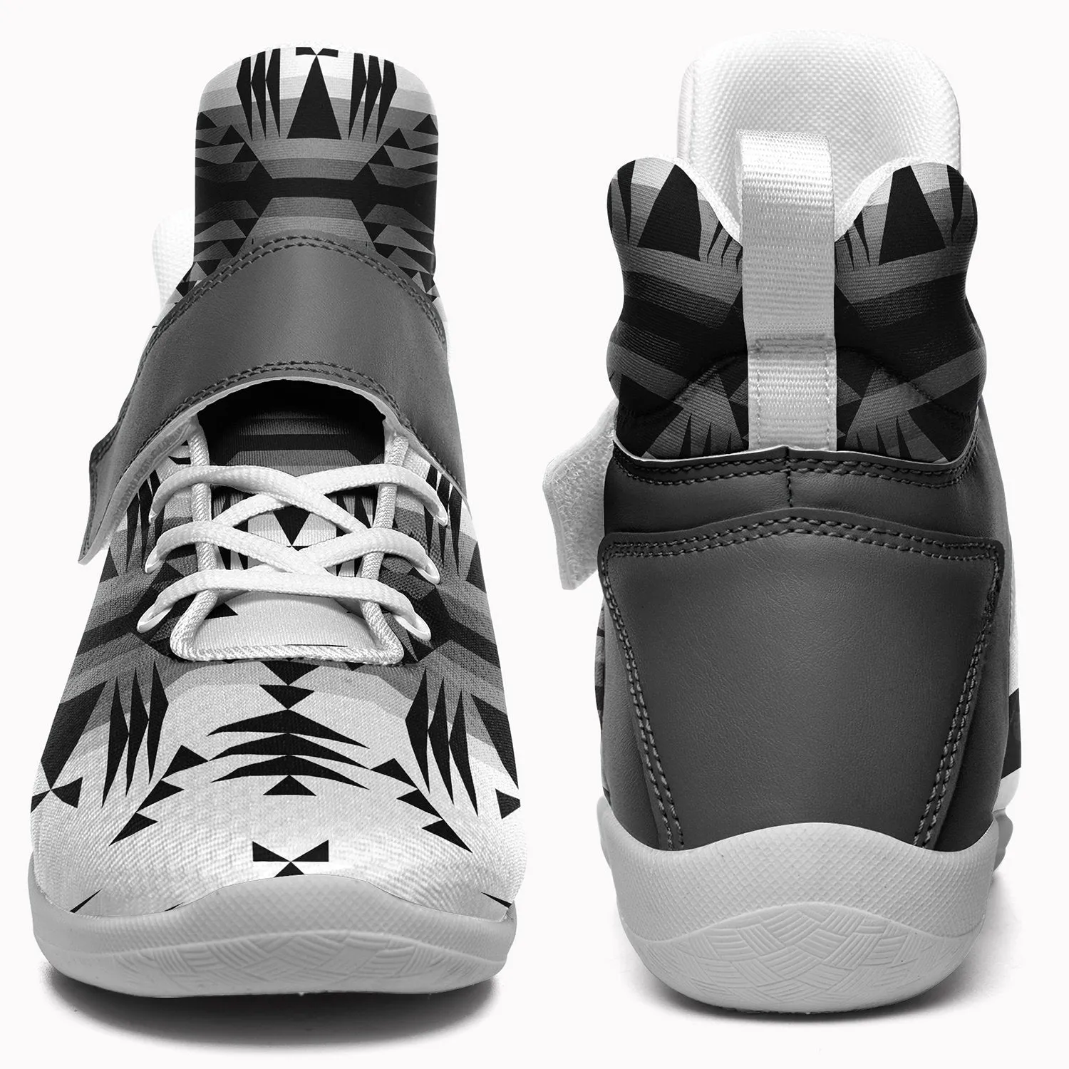 Between the Mountains White and Black Ipottaa Basketball / Sport High Top Shoes