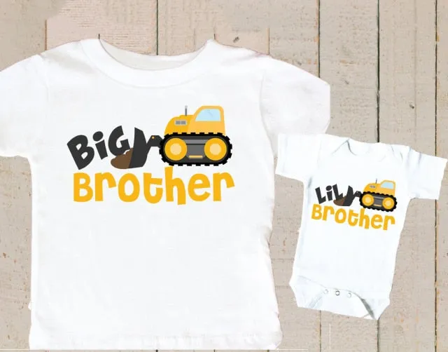 Big Brother Little Brother Gift Construction Truck T-shirt tee shirts for boys tops matching outfits new baby