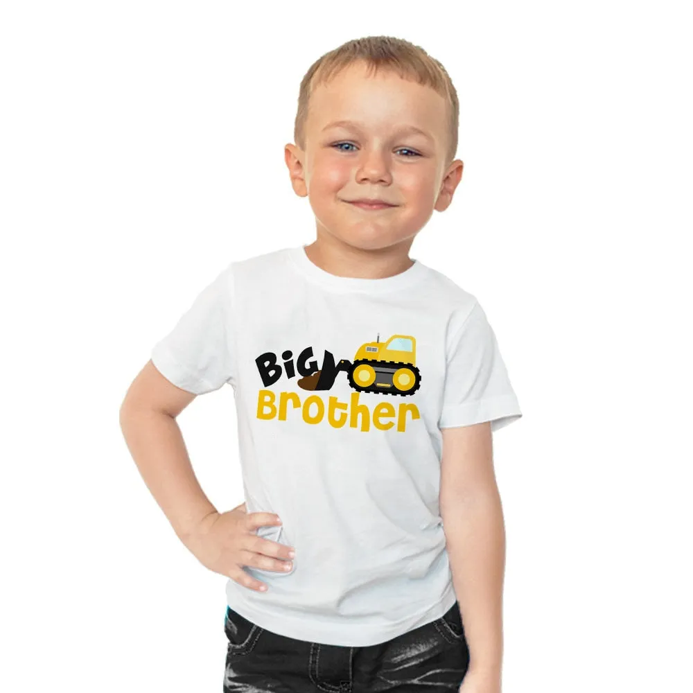 Big Brother Little Brother Gift Construction Truck T-shirt tee shirts for boys tops matching outfits new baby