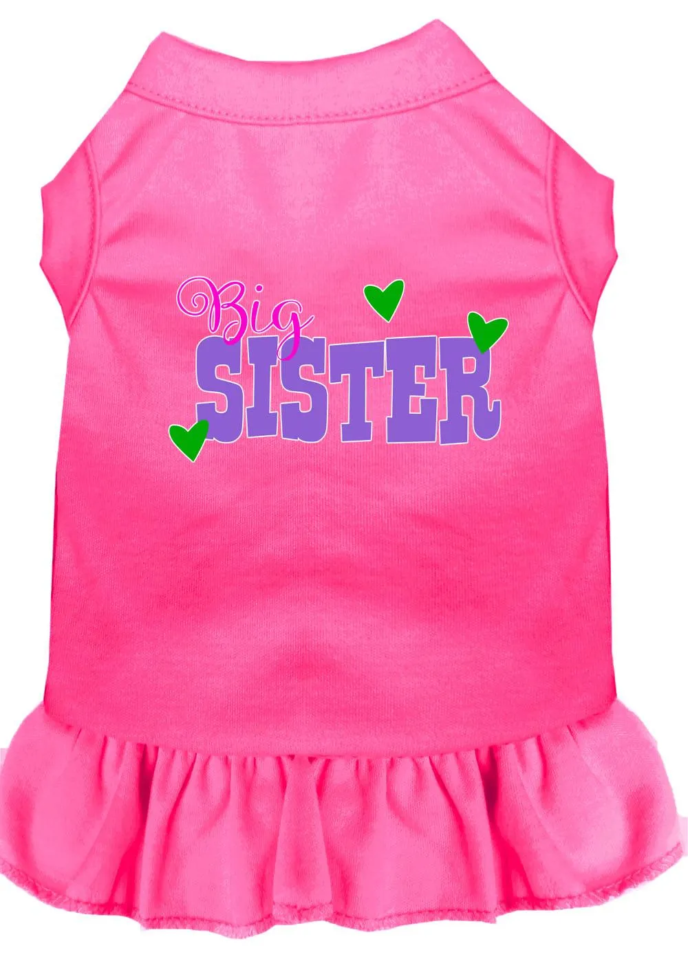 Big Sister Screen Print Dog Dress Bright Pink Xxl