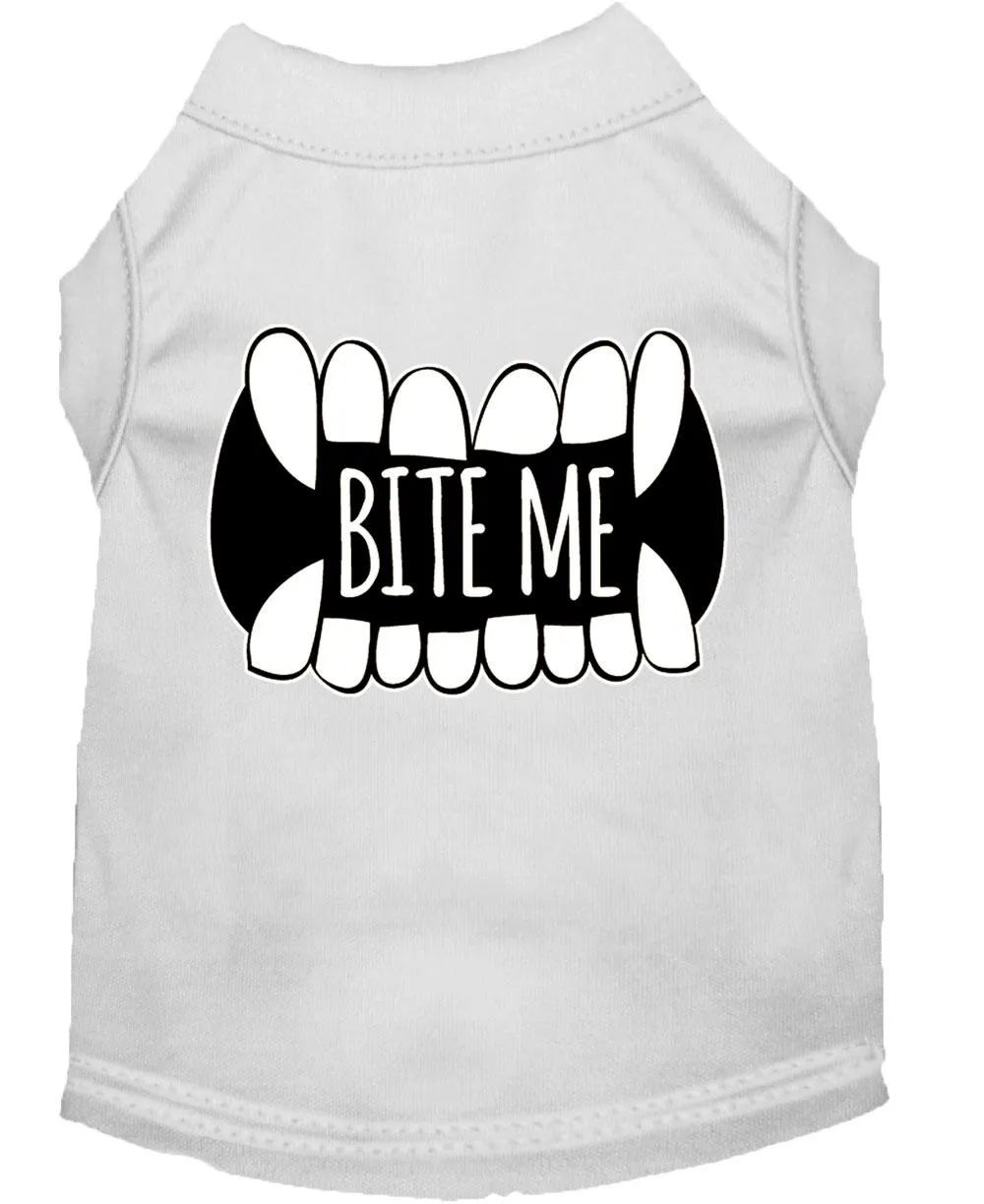 Bite Me Screen Print Dog Shirt White Xs (8)