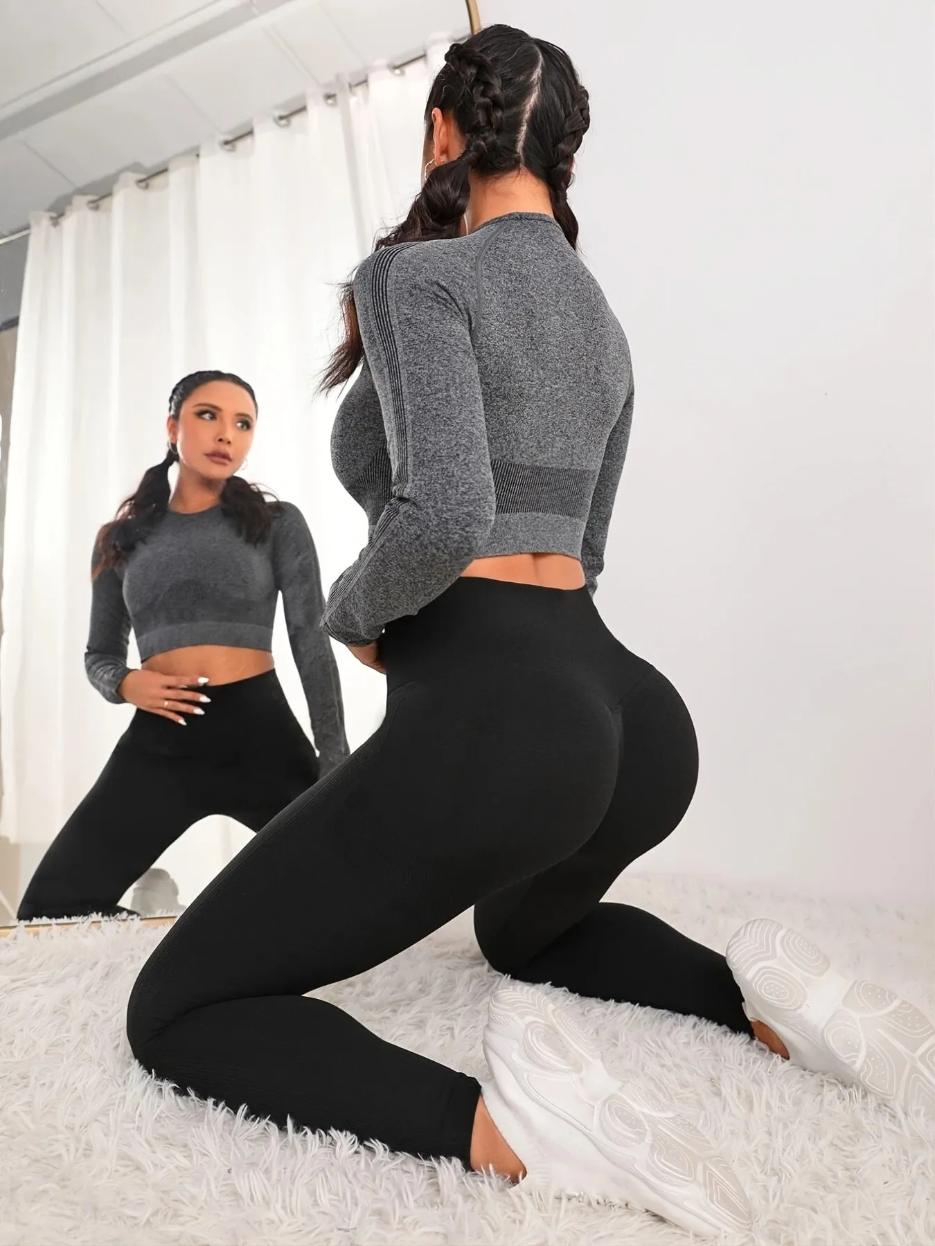 Black High Waist Yoga Sports Leggings Stretchy Slim Fit Bike Pants