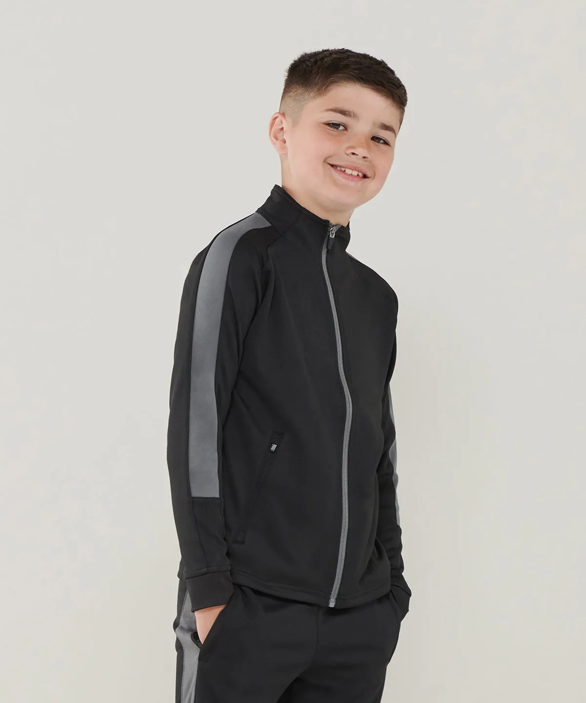 Black/Gunmetal Grey - Kids knitted tracksuit top