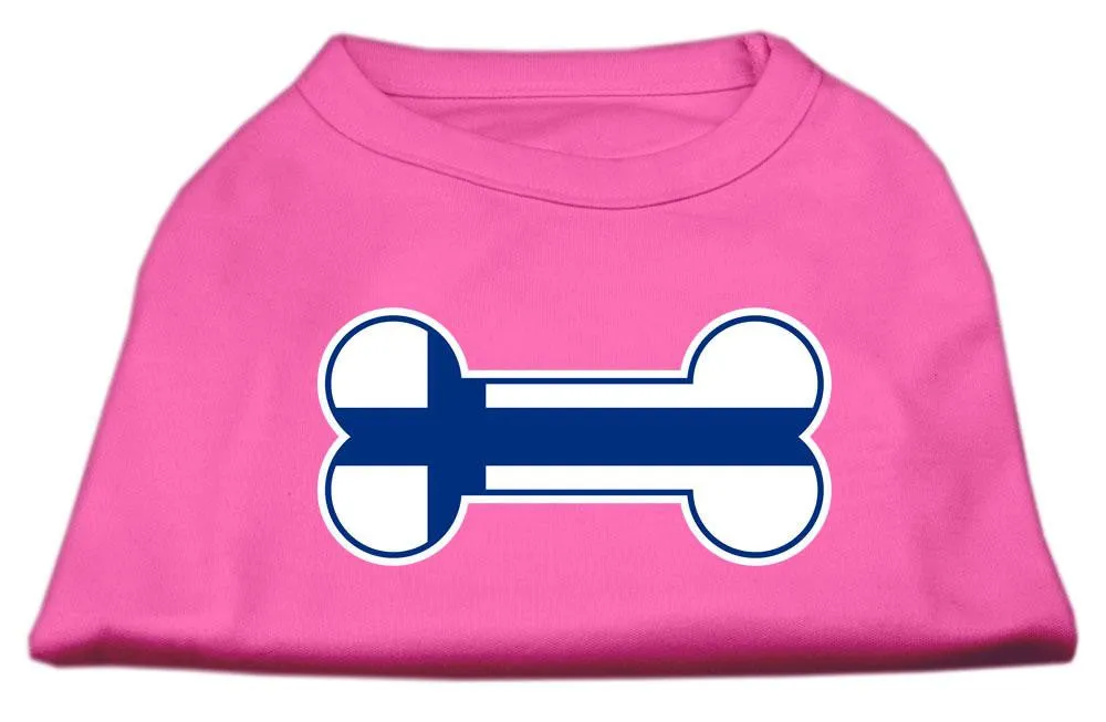 Bone Shaped Finland Flag Screen Print Shirts Bright Pink M (12)