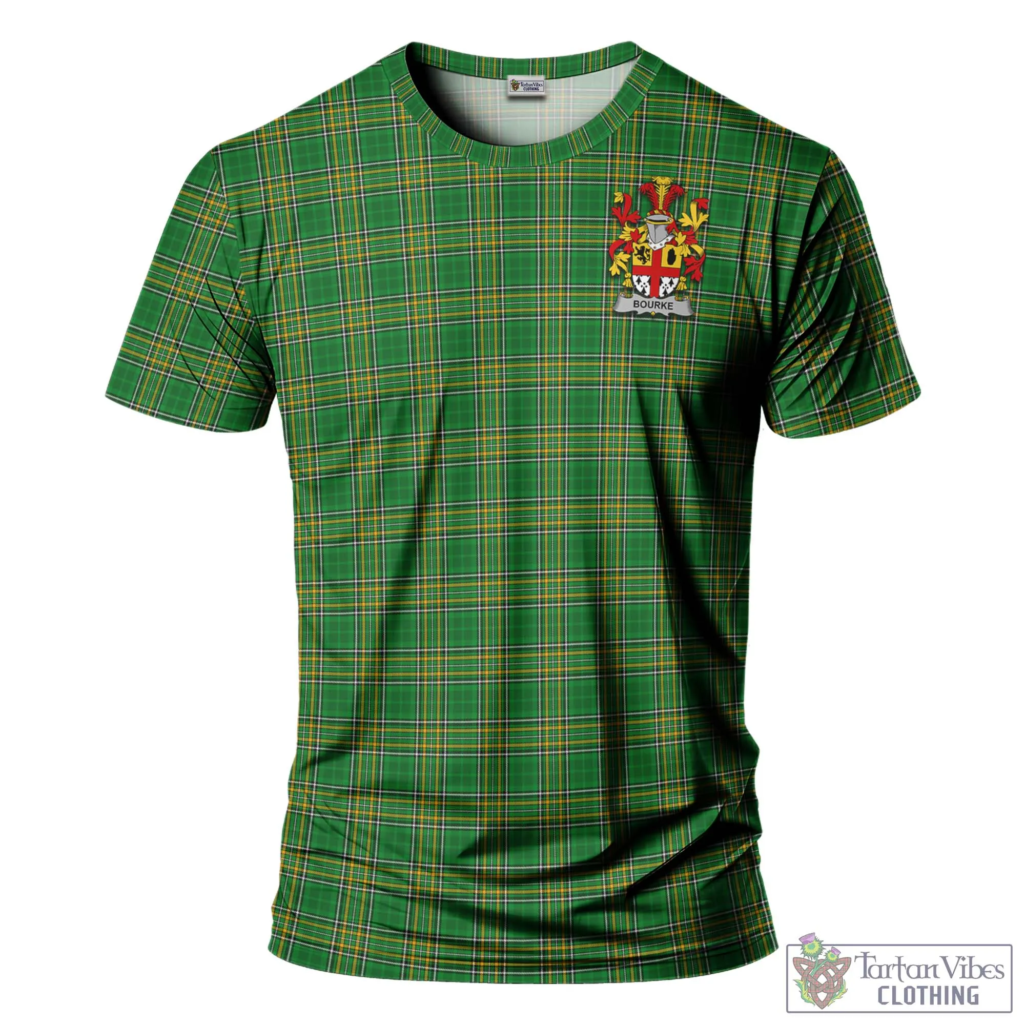 Bourke Irish Clan Tartan T-Shirt with Family Seal