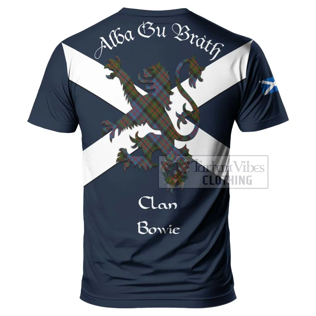 Bowie Tartan Lion Rampant T-Shirt Proudly Display Your Heritage with Alba Gu Brath and Clan Name