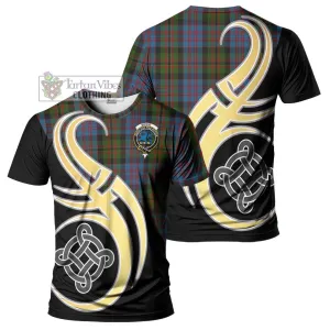 Bowie Tartan T-Shirt with Family Crest and Celtic Symbol Style